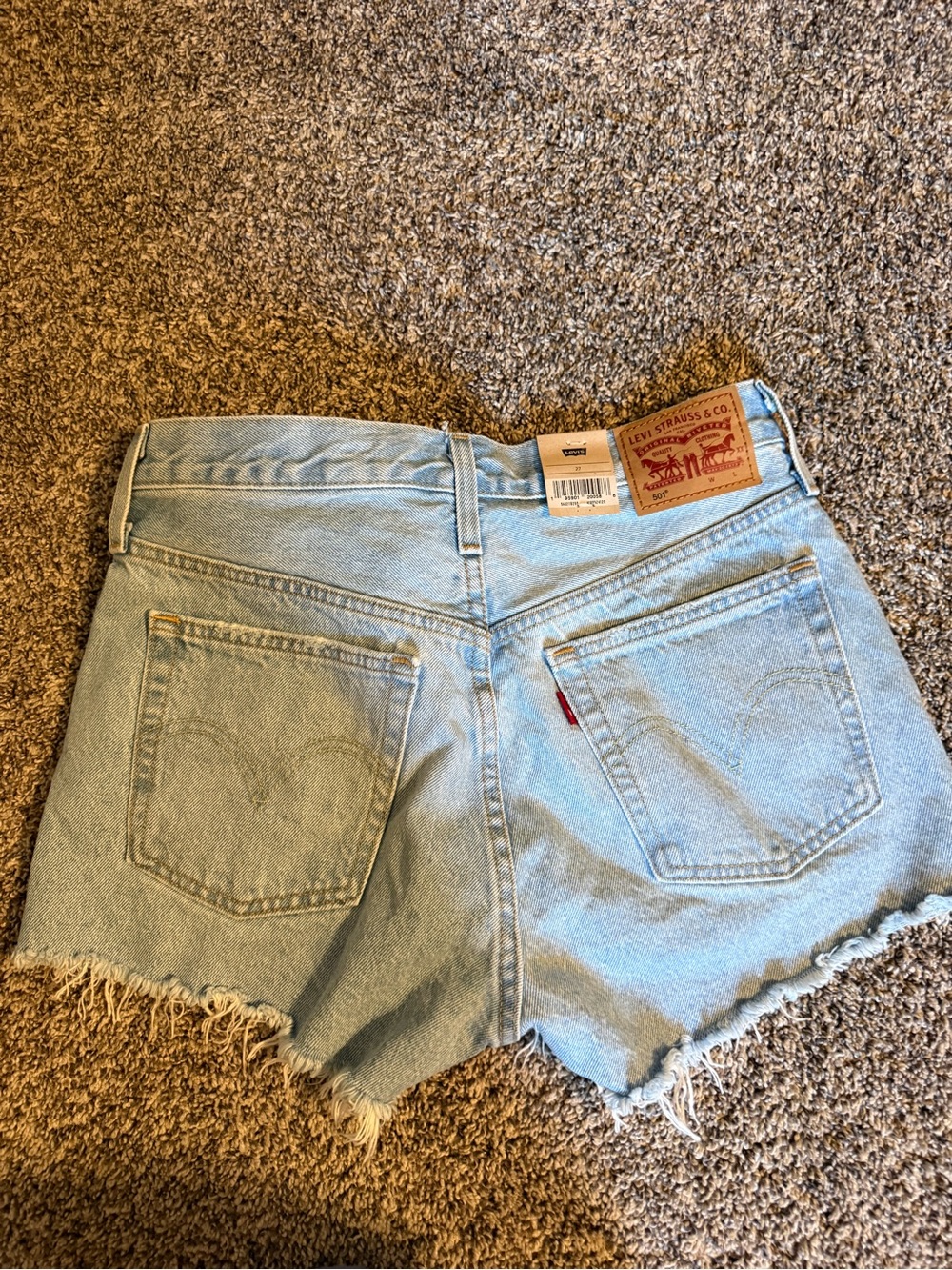 Levi's Light Blue 501 High-Rise Denim Shorts - Picture 2 of 3